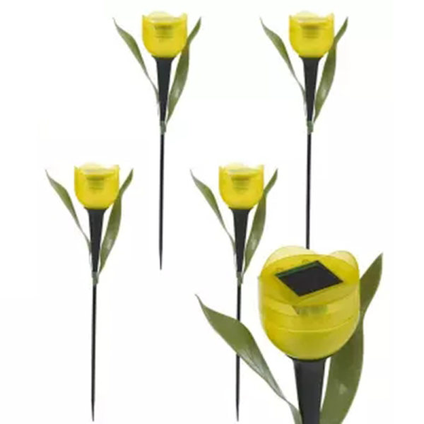 1 st trädgård tulpan blomma form LED sol drivna vattentät rör gräsmatta lampor stående dekor för gård utomhusfest Green