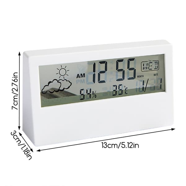 Digital Väckarklocka Luftfuktighet Temperatur Datum Kalender Multifunktionell Termometer Hygrometer White transparent