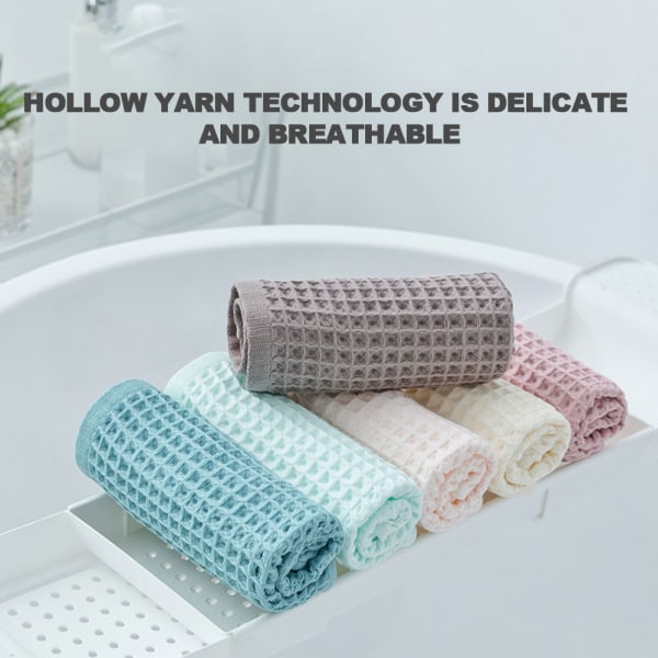 Renfärgad bomullsvåfflor fyrkantig handduk Lätt extra absorberande handduk för hemresor Light Pink