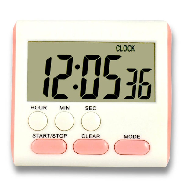 Multifunktionell matlagningstimer 24 timmar LCD digital display nedräkningsklocka Pink