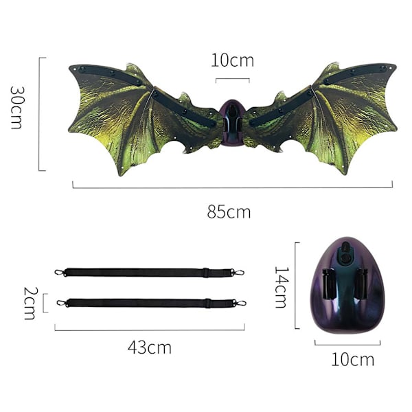 3D-mode dinosaurievingar med ljust mode danspartykläderdekoration för halloweenfest Green