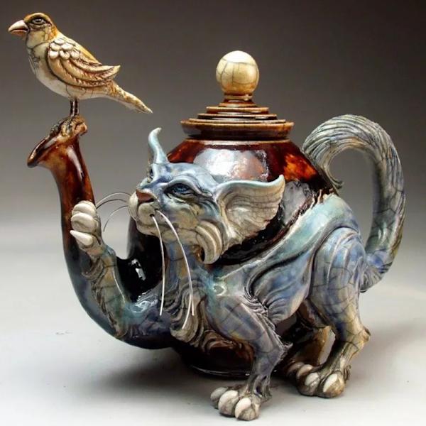 Handgjord konst tekanna Harts hantverk Animal Creative Hem Desktop Dekorativ Ornament Inflyttningspresent A