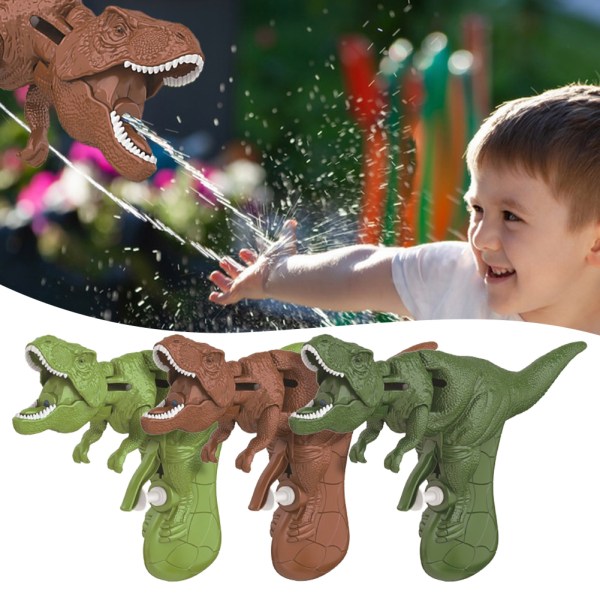Simulering Dinosauriepressande vattenpistolleksaker Robust bärbar vattenkampleksak för sommarpoolen Dark Green