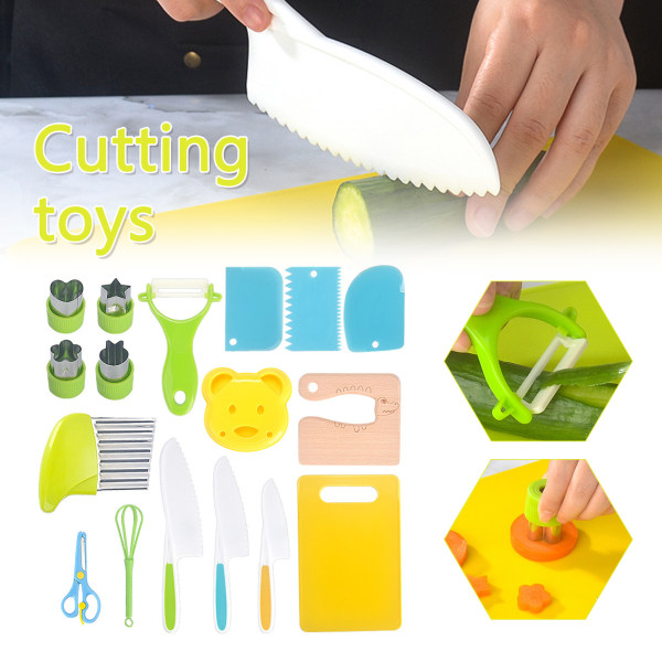 Barns plast fruktknivar Set Säker skärning Tidiga pedagogiska verktyg för barn Barn Toddler 4 piece