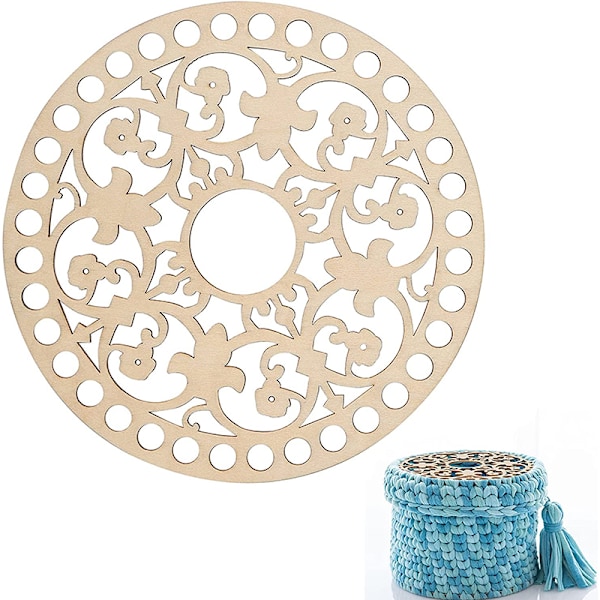 2 ST Träplattor för stickning Virkad vävd korgpåse Botten/ Cap Vävning Craft Shaper med hål för DIY 9