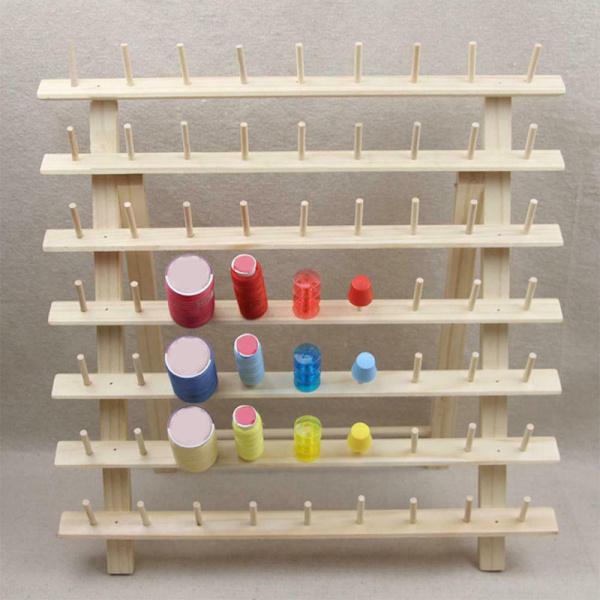 63 Spool Trä Sytrådsställ Organizer Broderiförvaringshållare Hållare