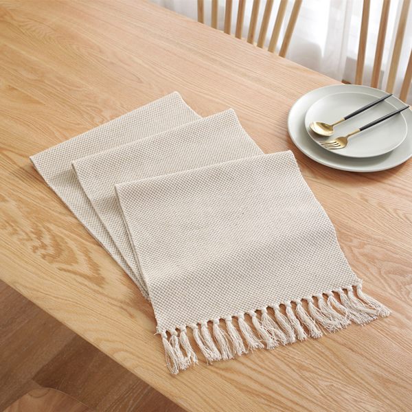 Enkel solid färg bordslöpare hushålls tematta soffbordsflagga för festivalfest Waffle 33 X183cm 220G