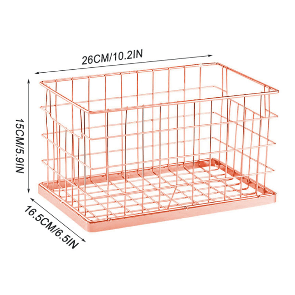 Järnförvaringskorg Enkel ihålig metalltråd Desktop Organizer Modern multifunktionell diversehållare för hemmet Gold Large