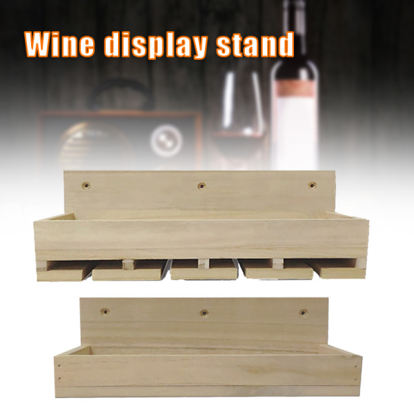 Flytande hyllor Vinflaska- och glashållare Träväggmonterad vinhylla Stemware Bägareförvaring med 4 fack Type A