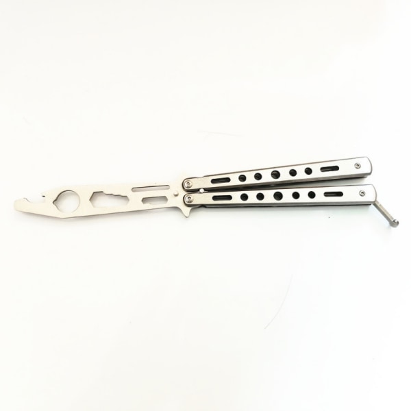 Butterfly Knives Style Flasköppnare Metal Practice Trainer BBQ Tool Vikbar Camping Vandring Grill Picknickredskap Silver