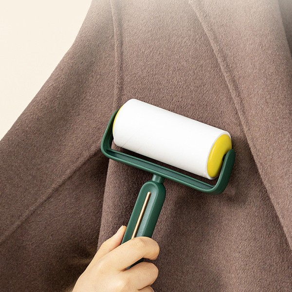 Sticky Lint Roller Fluff Cleaner Remover med cover avdragbar smutsdekal Rengöringstillbehör för kläder soffa husdjurshår Green