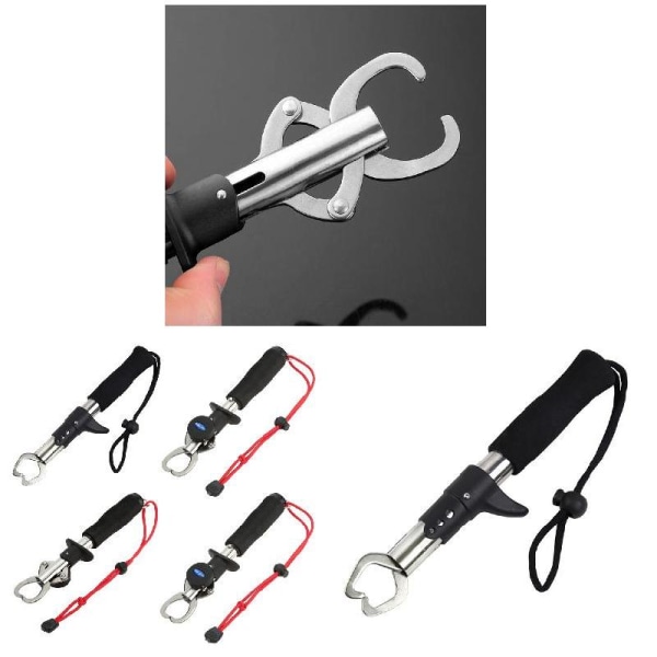 Fish Clamp Control Rostfritt stål Fishing Lip Grip Hållare Grabber Tång Med Vikt Skala Verktyg Long Handle