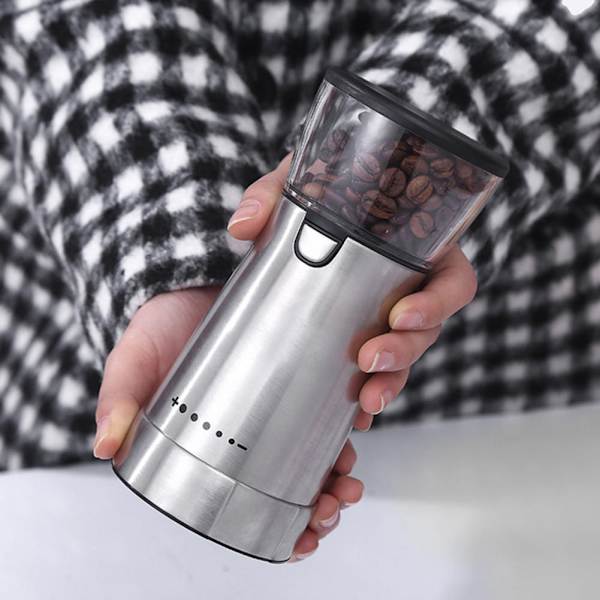 Elektrisk kaffekvarn Bärbar USB laddningsmaskin för kaffebönor med multi Silver