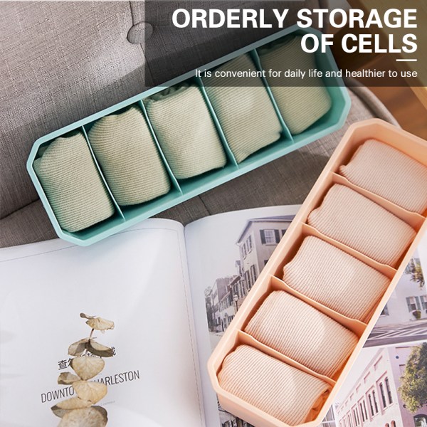 5-cellers partitionerad förvaringsfack Korg Stapelbara strumpor Underkläder Organizer Twilight Orange