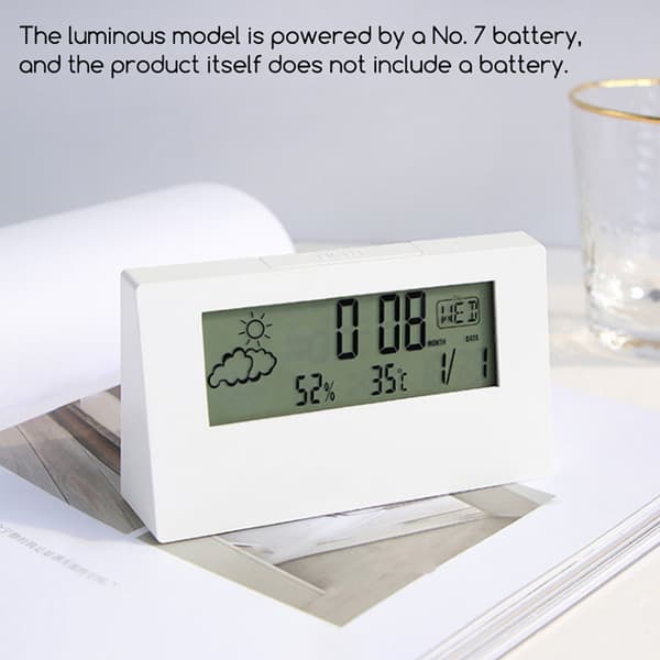 Digital Väckarklocka Luftfuktighet Temperatur Datum Kalender Multifunktionell Termometer Hygrometer Black Transparent