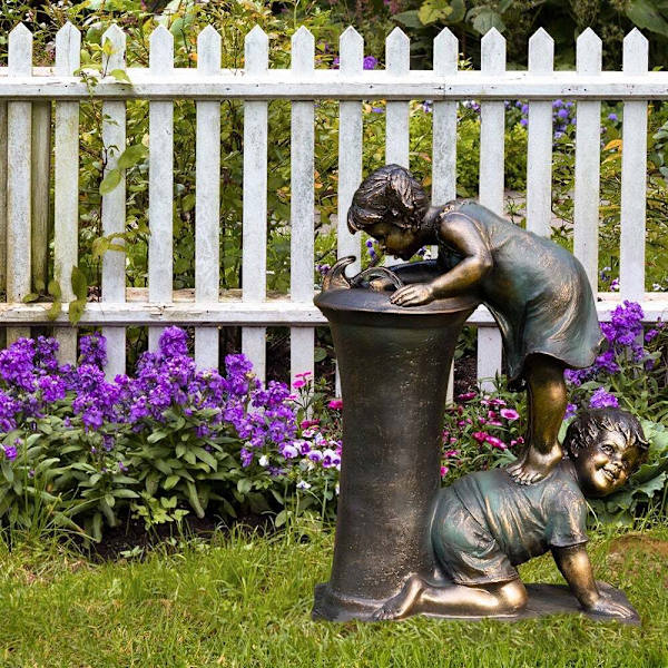 Inomhus/utomhus flicka och pojke staty harts trädgård skulptur gård konst dekoration C