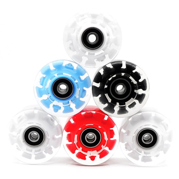 4st slitstarka lysande rullskridskohjul med lager lämpliga för dubbelradsskridskoåkning och skateboard Blu ray Wheel