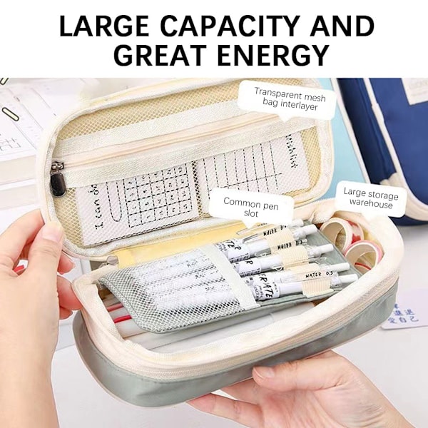 Mångsidig pennfodral Bärbar Retractable Zip Pen Holder Stor Kapacitet Stationery Organiser För Student Yellow B