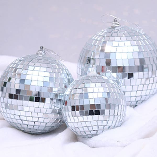 2/3/4 cm Silver Mirror Discos Ball Shining Lasers Glaskulor Hem Julfest Dekor 4cm