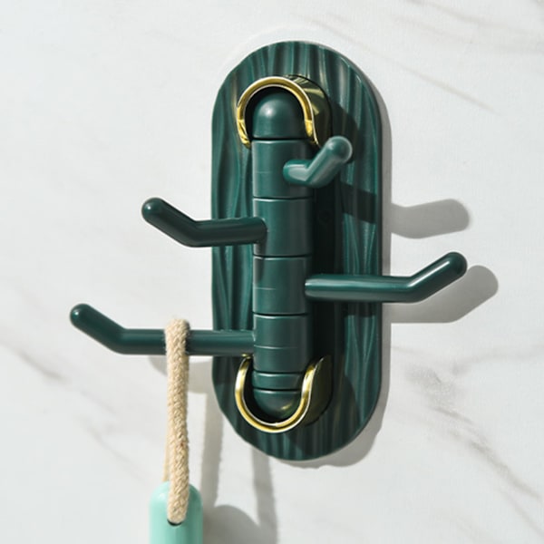 2st Roterande krokvägg Självhäftande krok Plast Ingen borrhatt Handduksnyckelkrok Dark Green 1 Box Of 2