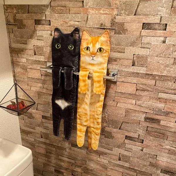 Söt Katt Handduk Mikrofiber Absorberande Handduk