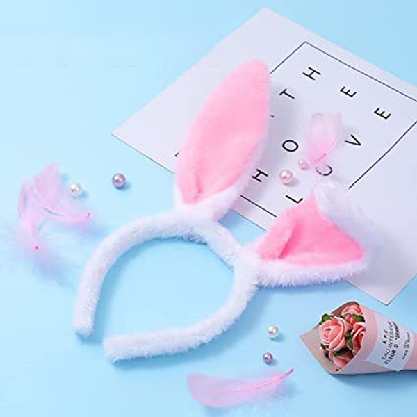 Barns plysch kaninöron Påskfest Huvudkläder Färgglada pannband Pink