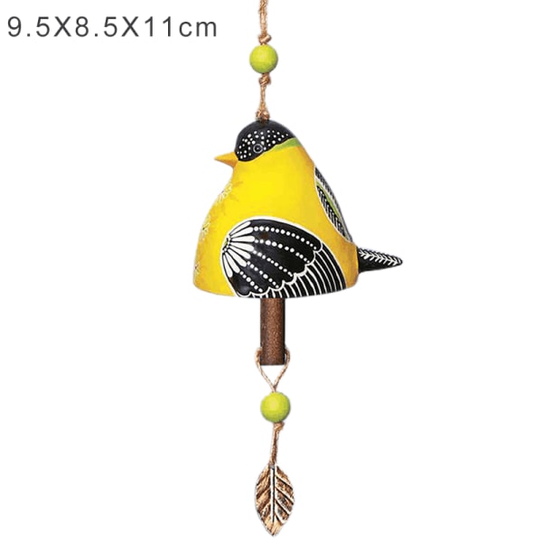 Fåglar Vindklockor Handgjorda Resin Fågelstaty Wind Chime Kreativ hängande dekor för utomhusfönster trädgård Yellow