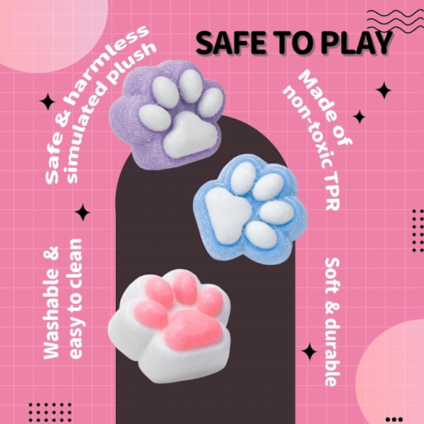 5-tums Stor Kattfot Squishy Leksak, Kawaii Taba Squishies, Kladdig Jelly Kitty Paw Squeeze, Stressreducerande Squeeze Leksak för Barn & Vuxna 2pcs