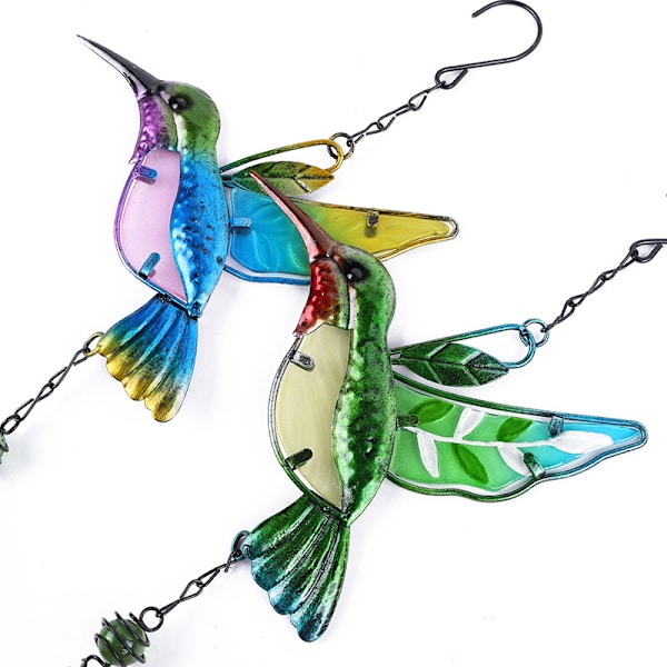 Fjäril/kolibri/trollslända vindspel Trädgård Metallmålat glas hängande prydnad för utomhusdekorationer inomhus Dragonfly