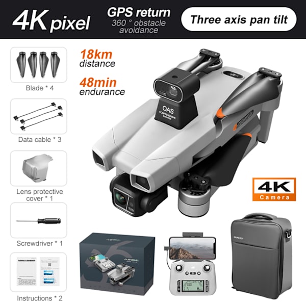 Mini Borstlös Positionering Flygande Drönare Extra Lång Uthållighet Quadcopters Leksaker Nyhet Födelsedagar Present Black 8K 1B