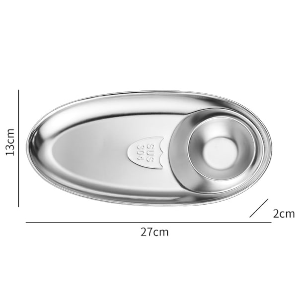 Såsrätter i rostfritt stål för kök Restaurang Sushi doppskål Mini krydda aptitretare med fack Silver 2 Grid Irregular Seasoning Dish