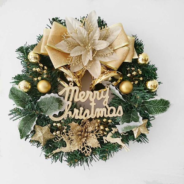 30CM konstgjord julkrans PVC julgirland prydnad Rustik jul ytterdörr hänge 30cm Deer