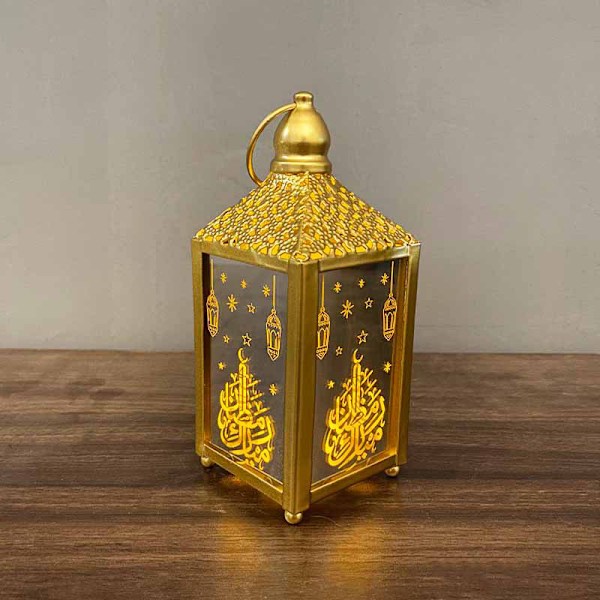 Gyllene/vit Ramadan Lykta Lampa Happy Eid Light Ramadan Inredningslampa Hem Fest Dekoration Prydnader för semester White Small