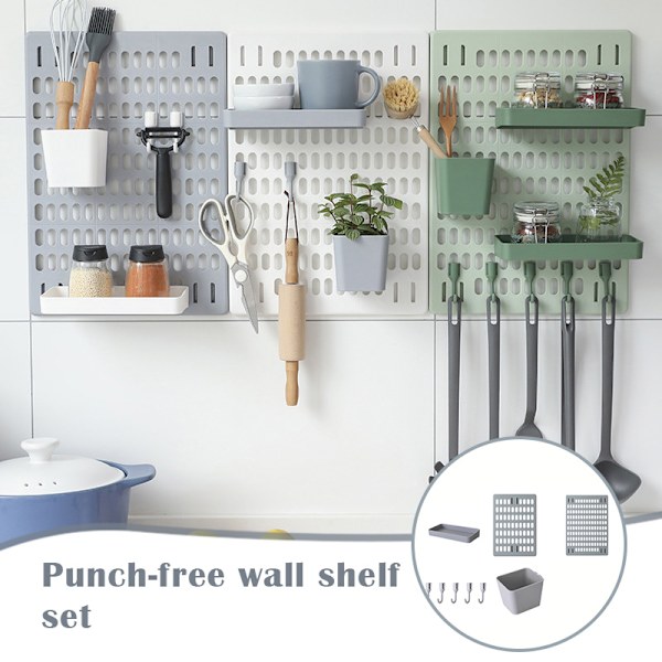 Pegboard Vägghyllor Monterad Organizer för dekoration Ingen borrning Enkel montering Gray 42*30cm