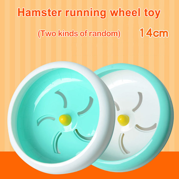 Hamsterhjul Silent Spinner Husdjur Löpning Sport Träningshjul Husdjurstillbehör för hamstrar Gerbils Möss Two Yellow Random Hair 14cm