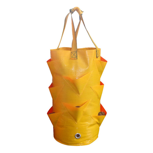 3 gallon jordgubbsplanteringspåse för potatisodling utomhus vertikal trädgård hängande öppen grönsaksplantering odlingspåse Yellow