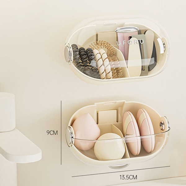 Stansfri skönhetsägg förvaringslåda med lock Hushållsdammsäker sminkorganiseringslåda för omklädningsrum Three Pack