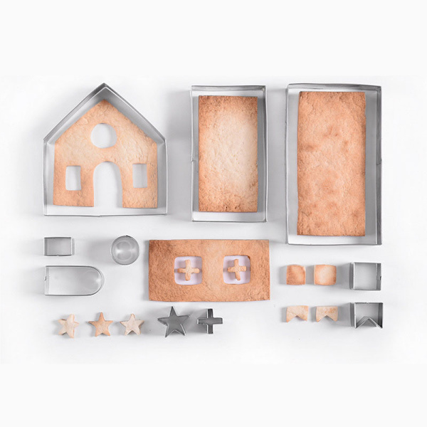 10 st rostfritt stål jul hus kakskärare kit 3D choklad hus kakskärare set