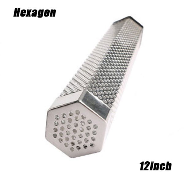 BBQ Grill Rostfritt Stål Rökrör Träpellets Kallrökarlåda Grilltillbehör 6 tum/12 tum Hexagon 12inch