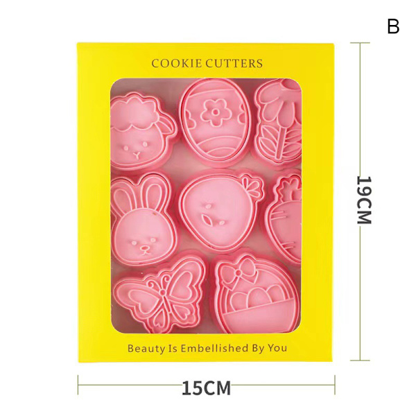 3D-påskkakaschabloner Fleranvändbara gör-det-själv-fondantkaka Godiskakskärare Praktiska köksbakprylar Easter B Set