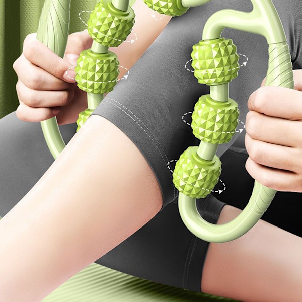 Massage Relax Cirkulær Benklemme 9-Hjuls Muskelrulle Dybvævsmassage til Ben Arm Massager Green