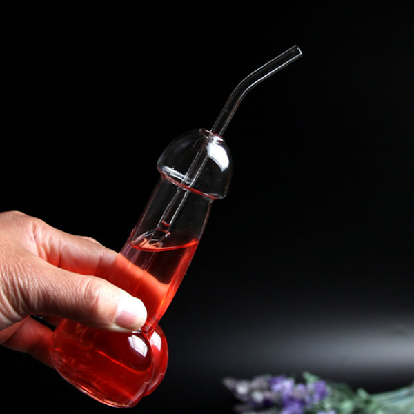 Glas kopp med sugrör Transparent vinglas öl juice kopp cocktail glas bar leveranser
