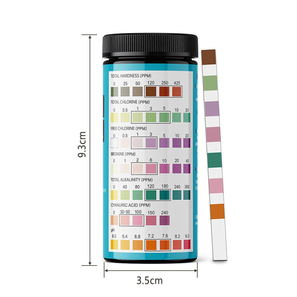 7 i 1 100 st Pool Test Strips Multi-Purpose Exakt testpapper för Spa Hot Tub