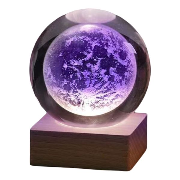 3D Galaxy Crystal Ball USB Nattljus Dekorativ Glow Ball för vuxnas barns presenter Moon
