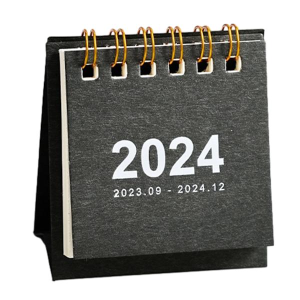 2024 Mini Skrivbordskalender 180 graders vändbar bärbar kalender för vardagsrummet Black