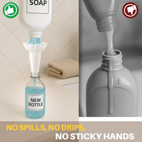 Universal flaske-til-flaske væskeoverførselsforbindelse Genanvendelig spildfri tragtadapter til sæber shampoo balsam lotion 1pc