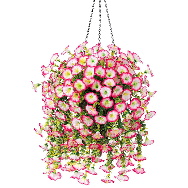 4 stk. Kunstige hængende blomsterplanter til udendørs dekoration, falske pragtblomster, UV-resistente kunstige blomster Yellow