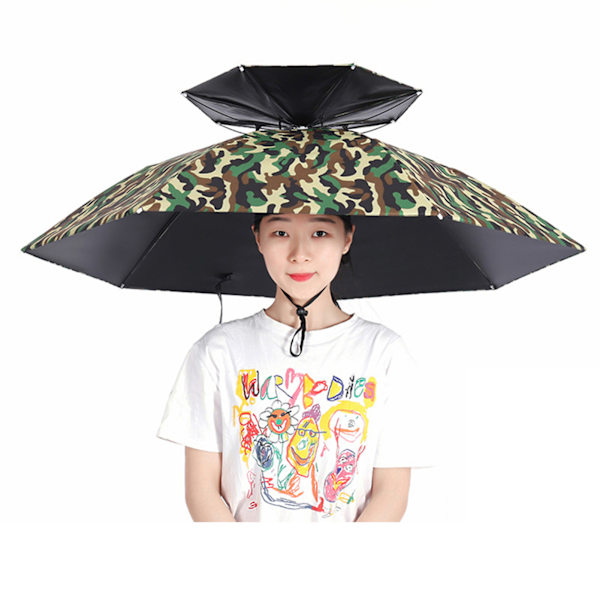 2-lagers paraplyhatt Bärbar andningsbar paraplyhatt Fällbar regnskydd 95cm Camouflage