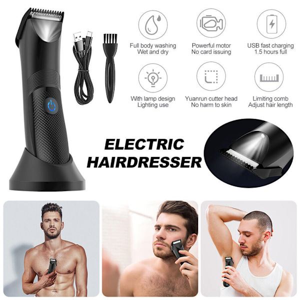Man Brösthår Elektrisk Epilator Med Lätt Uppladdningsbar Smärtfri Armhåla Hårtrimmer För Ansiktsrengöring