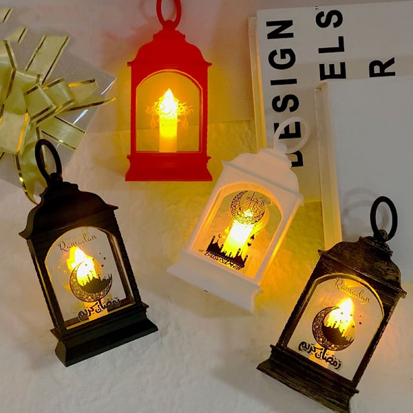 Ramadan Bärbar Led Candle Light Eid Mubarak Ramadan Inredning För Hem Vardagsrum Black